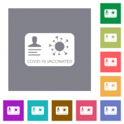 Covid 19 vaccinated flat icons on simple color square backgrounds - Covid 19 vaccinated square flat icons