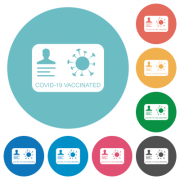 Covid 19 vaccinated flat white icons on round color backgrounds - Covid 19 vaccinated flat round icons