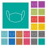 Medical face mask outline multi colored flat icons on plain square backgrounds. Included white and darker icon variations for hover or active effects. - Medical face mask outline square flat multi colored icons