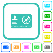 Covid 19 vaccinated vivid colored flat icons in curved borders on white background - Covid 19 vaccinated vivid colored flat icons