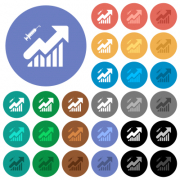 Vaccination graph multi colored flat icons on round backgrounds. Included white, light and dark icon variations for hover and active status effects, and bonus shades. - Vaccination graph round flat multi colored icons