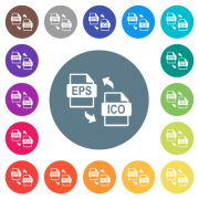 EPS ICO file conversion flat white icons on round color backgrounds. 17 background color variations are included. - EPS ICO file conversion flat white icons on round color backgrounds