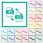 JPG ICO file conversion flat color icons with quadrant frames on white background - JPG ICO file conversion flat color icons with quadrant frames