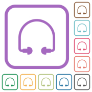 Earphones simple icons in color rounded square frames on white background - Earphones simple icons