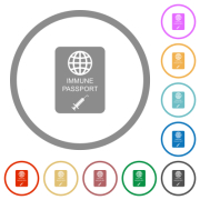 Immune passport flat color icons in round outlines on white background - Immune passport flat icons with outlines