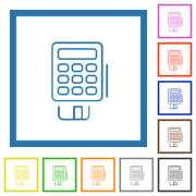 POS terminal outline flat color icons in square frames on white background - POS terminal outline flat framed icons