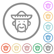 Mexican avatar outline flat color icons in round outlines on white background - Mexican avatar outline flat icons with outlines