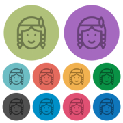 Native american avatar outline darker flat icons on color round background