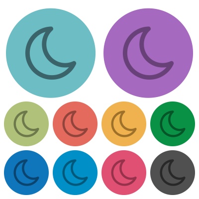 Color moon flat icon set on round background. - Free image