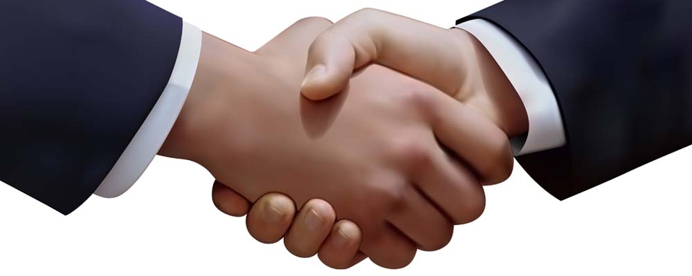 Vector graphic of the handshake of two businessmen