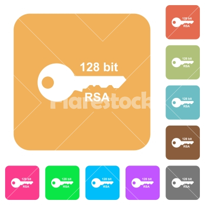 128 bit rsa encryption rounded square flat icons - 128 bit rsa encryption flat icons on rounded square vivid color backgrounds.