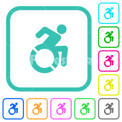 Accessibility vivid colored flat icons - Accessibility vivid colored flat icons in curved borders on white background