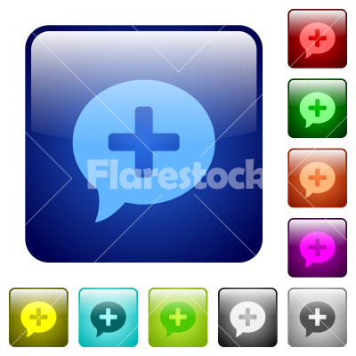 Add comment color square buttons - Add comment icons in rounded square color glossy button set