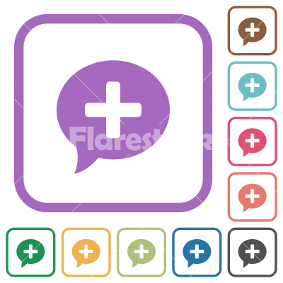 Add comment simple icons - Add comment simple icons in color rounded square frames on white background