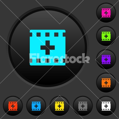 Add new movie dark push buttons with color icons - Add new movie dark push buttons with vivid color icons on dark grey background