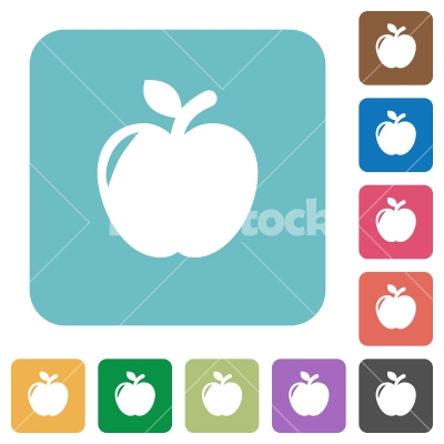 Apple rounded square flat icons - Apple white flat icons on color rounded square backgrounds