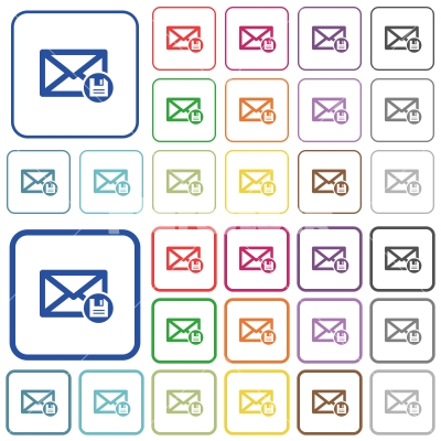 Archive mail outlined flat color icons - Archive mail color flat icons in rounded square frames. Thin and thick versions included.