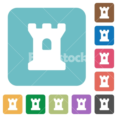 Bastion rounded square flat icons - Bastion white flat icons on color rounded square backgrounds