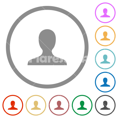 Blank user avatar flat icons with outlines - Blank user avatar flat color icons in round outlines on white background