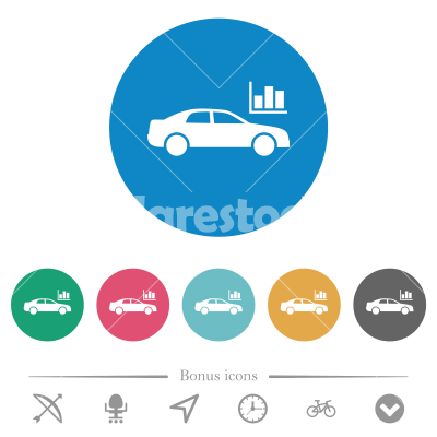 Car diagnostics solid flat round icons - Car diagnostics solid flat white icons on round color backgrounds. 6 bonus icons included.