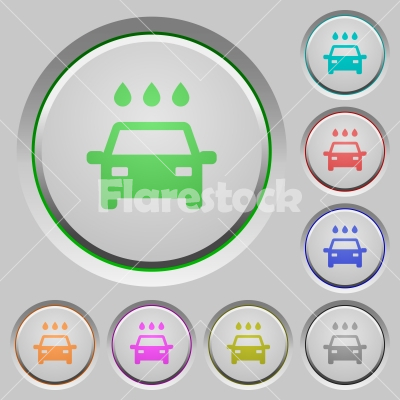 Car wash push buttons - Car wash color icons on sunk push buttons