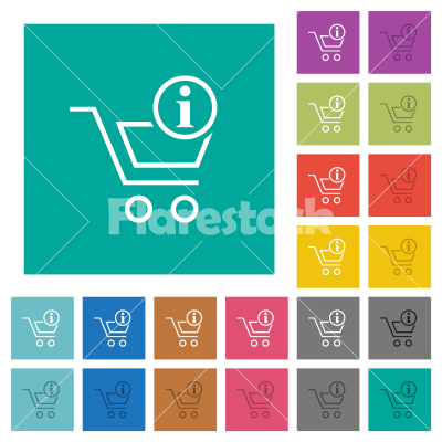 Cart info square flat multi colored icons - Cart info multi colored flat icons on plain square backgrounds. Included white and darker icon variations for hover or active effects.