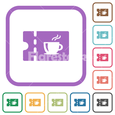 Coffee house discount coupon simple icons - Coffee house discount coupon simple icons in color rounded square frames on white background