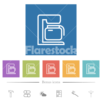 Coffeemaker outline flat white icons in square backgrounds - Coffeemaker outline flat white icons in square backgrounds. 6 bonus icons included.