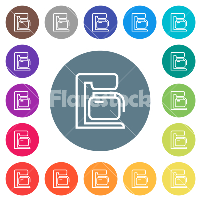 Coffeemaker outline flat white icons on round color backgrounds - Coffeemaker outline flat white icons on round color backgrounds. 17 background color variations are included.