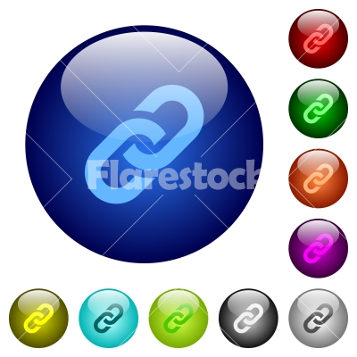 Color link glass buttons - Set of color link glass web buttons. - Free stock vector