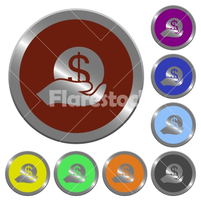 Color save money buttons - Set of color glossy coin-like save money buttons