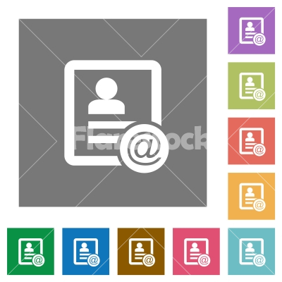 Contact email square flat icons - Contact email flat icons on simple color square backgrounds