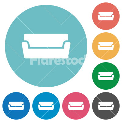 Couch flat round icons - Couch flat white icons on round color backgrounds