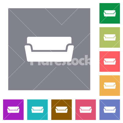 Couch square flat icons - Couch flat icons on simple color square backgrounds