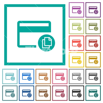 Credit card transaction templates flat color icons with quadrant frames - Credit card transaction templates flat color icons with quadrant frames on white background