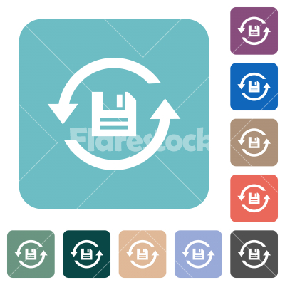 Daily backup rounded square flat icons - Daily backup white flat icons on color rounded square backgrounds