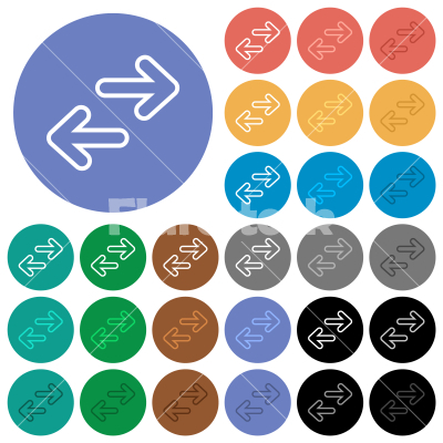 Data transfer outline round flat multi colored icons - Data transfer outline multi colored flat icons on round backgrounds. Included white, light and dark icon variations for hover and active status effects, and bonus shades.