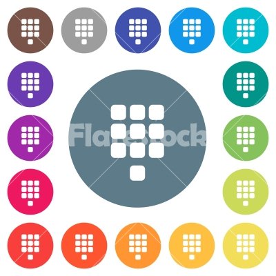 Dial pad flat white icons on round color backgrounds - Dial pad flat white icons on round color backgrounds. 17 background color variations are included.