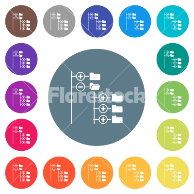 Directory browser flat white icons on round color backgrounds - Directory browser flat white icons on round color backgrounds. 17 background color variations are included.