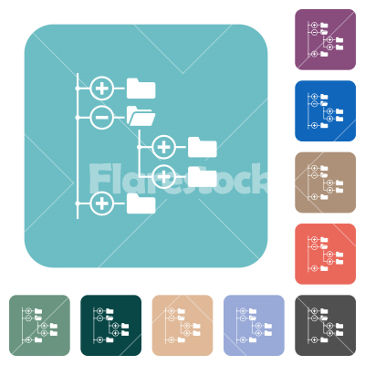 Directory browser rounded square flat icons - Directory browser white flat icons on color rounded square backgrounds