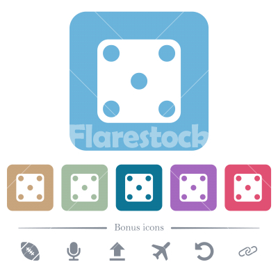 Domino five flat icons on color rounded square backgrounds - Domino five white flat icons on color rounded square backgrounds. 6 bonus icons included