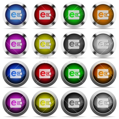 E-wallet glossy button set - Set of e-wallet glossy web buttons. Arranged layer structure.