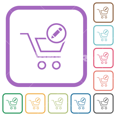 Edit cart items simple icons - Edit cart items simple icons in color rounded square frames on white background