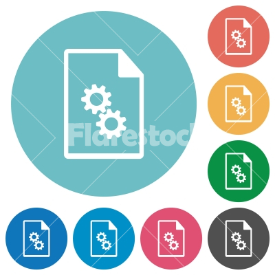 Executable file flat round icons - Executable file flat white icons on round color backgrounds