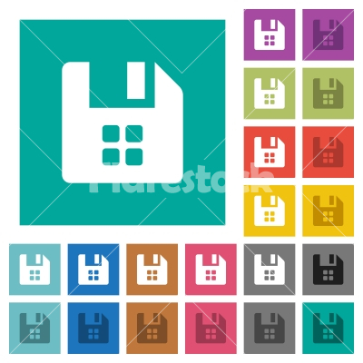 File components square flat multi colored icons - File components multi colored flat icons on plain square backgrounds. Included white and darker icon variations for hover or active effects.