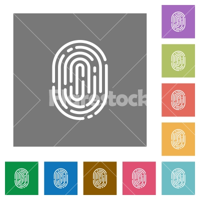 Fingerprint square flat icons - Fingerprint flat icons on simple color square background. - Free stock vector