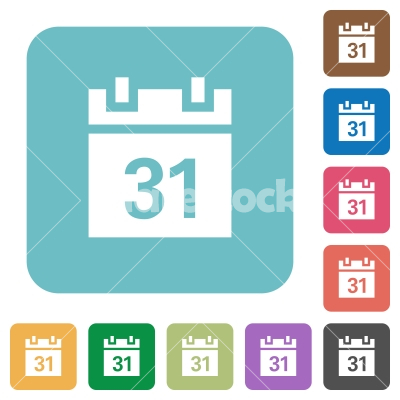 Flat calendar icons - Flat calendar icons on rounded square color backgrounds.