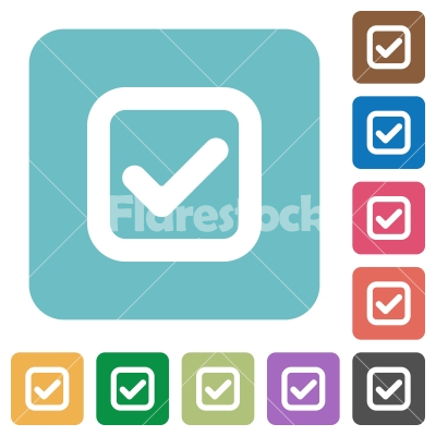 Flat checkbox icons - Flat checkbox icons on rounded square color backgrounds.