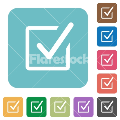 Flat checked box icons - Flat checked box icons on rounded square color backgrounds.