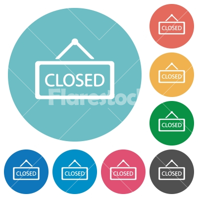 Flat closed sign icons - Flat closed sign icon set on round color background.